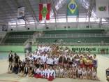Joinville venceu as três categorias em disputa no Campeonato Estadual de Conjuntos de Ginástica Rítmica, ocorrido neste sábado (1º/12), em Brusque. A equipe da Felej esteve representada com 17 ginastas na competição pré-Infantil, Infantil e Juvenil. - Fotografo: Divulgação Felej - Data: 03/12/2012