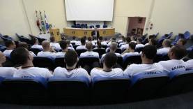 Integrantes da Guarda Municipal de Joinville participam da aula inaugural na Acadepol, em Florianópolis - agosto 2014 - Fotografo: Secom/Rogério da Silva - Data: 12/08/2014