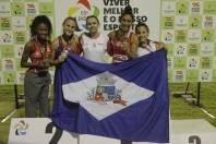 55º Jasc em Joaçaba= Equipe de atletismo feminino de Joinville  campeã no revezamento 4 x 100 - Fotografo: Phelippe José - Data: 11/12/2015