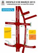 Mapa ilustrativo do desfile dos 164 anos de Joinville - Março 2015 - Fotografo: Secom / Infográfico - Data: 04/03/2015