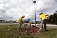Prefeitura de Joinville concreta cabos elétricos para evitar furtos da fiação - Fotografo: Rogerio da Silva - Data: 23/03/2015