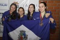 Equipe de Natação feminina de Joinville conquista o terceiro lugar no revezamento 4 x 100 nos 28º Joguinhos Abertos em Itajaí - Fotografo: Phelippe José - Data: 27/07/2015