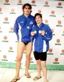 Os nadadores paralímpicos da Fundação de Esportes, Lazer e Eventos de Joinville (Felej), Alex Perini e Marco Vinícius Campos, conquistaram medalhas de ouro no 1º Torneio Integrar de Natação de Curitiba neste sábado (28/7). - Fotografo: Divulgação Felej - Data: 30/07/2012